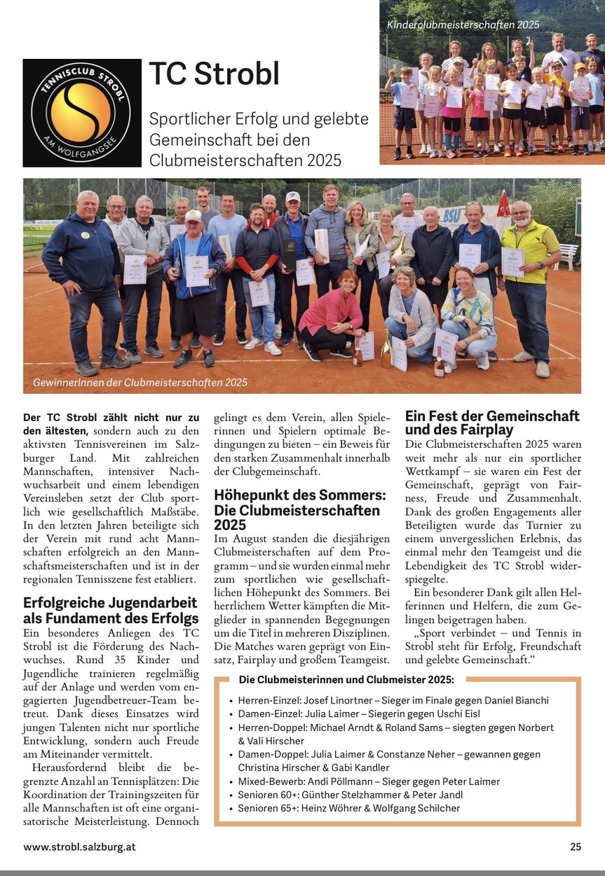 Beitrag in der 1. Ausgabe der Strobler Gemeindezeitung